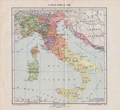 cartina geografica L'ITALIA DOPO IL 1748 anno 1921