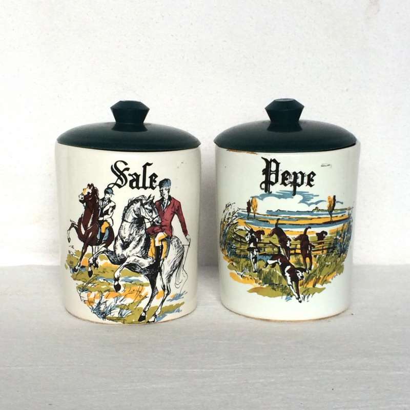 barattoli sale & pepe Made in Italy vintage 1960s ceramica e plastica