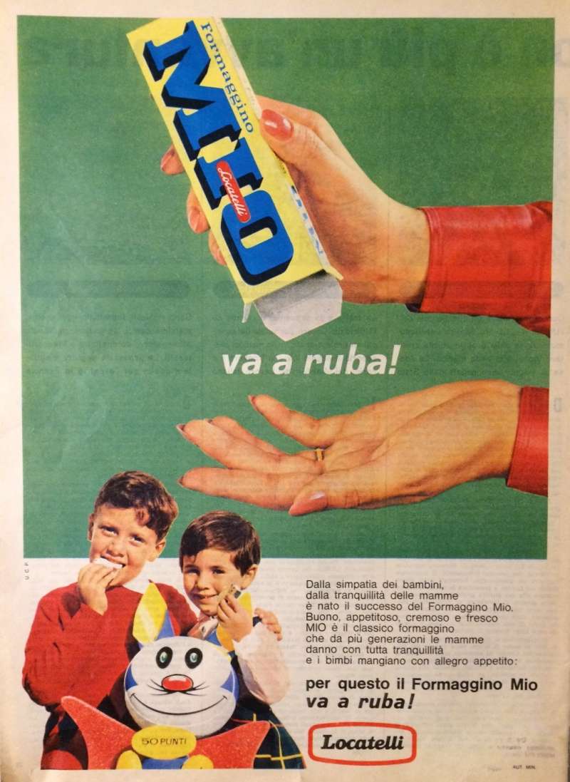 pubblicità originale LOCATELLI Formaggino Mio settembre 1964